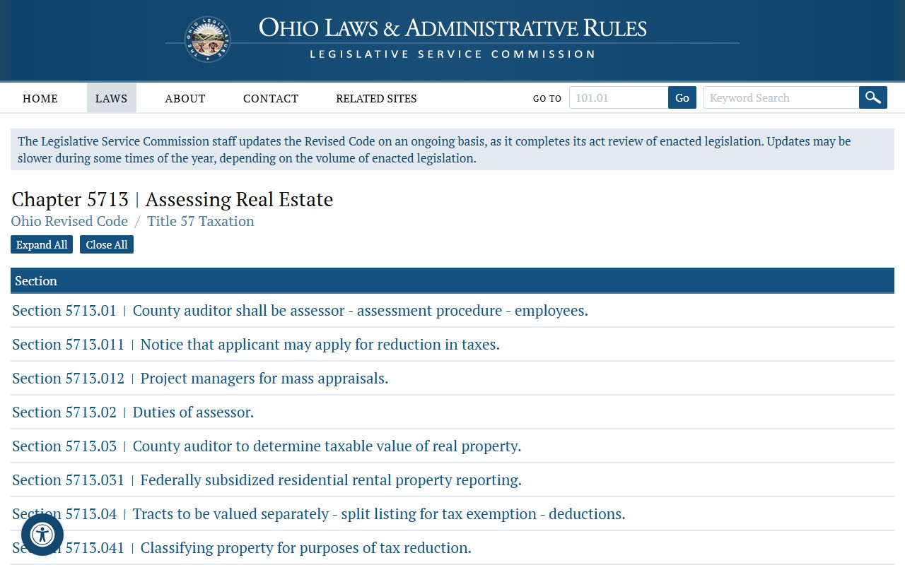 Ohio Revised Code Chapter 5713 real property tax records assessments