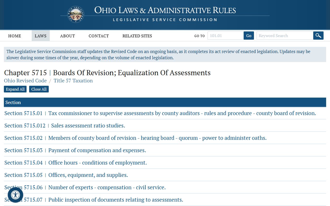 ORC Chapter 5715 taxation of real property tax records